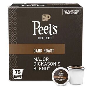 Peet's Major Dickason’s Coffee Dark Roast Keurig K-Cup Pods 75 Count NEW